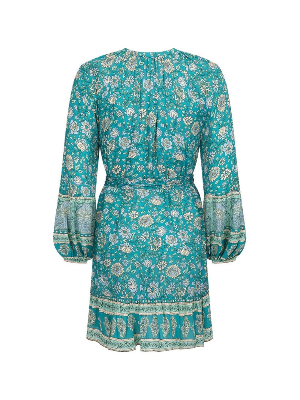 ๐ Spell Elysian Tunic Floral Mini Dress Ruffle Hem in Jade XS - Picture 7 of 11